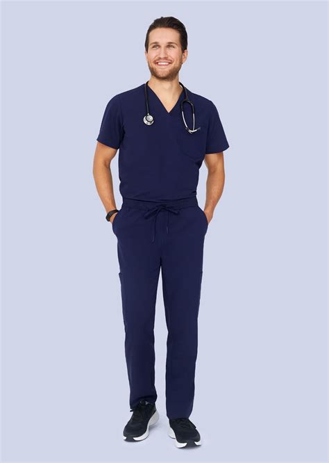 navy scrub trousers with pockets.